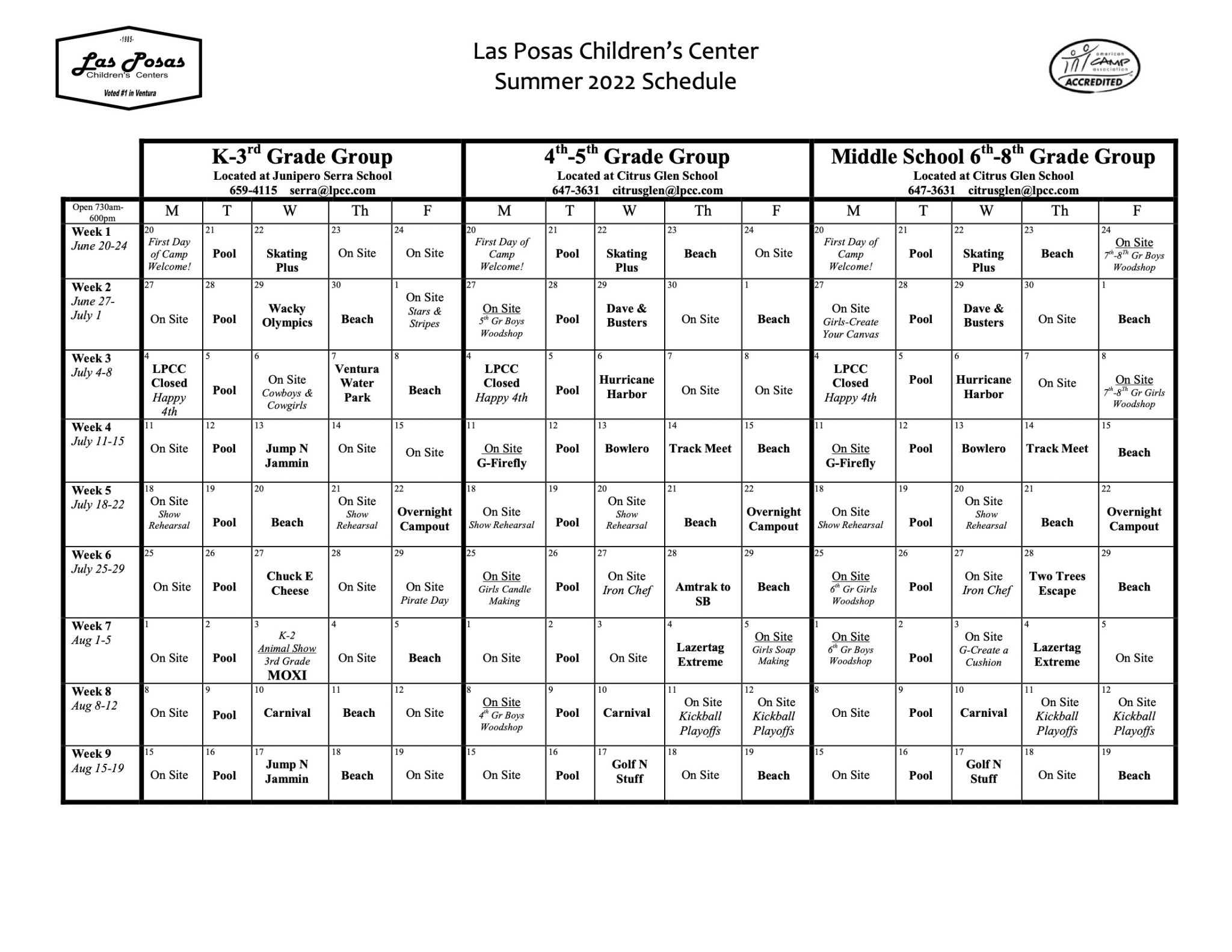 Summer Camp 2022 โ Las Posas Children's Center Summer Camp 2022 โ Las Posas Children's Center
